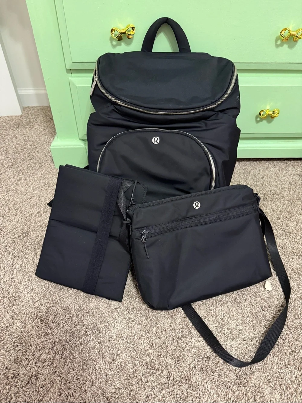 lululemon athletica Black Backpack with Crossbody and Pouch
